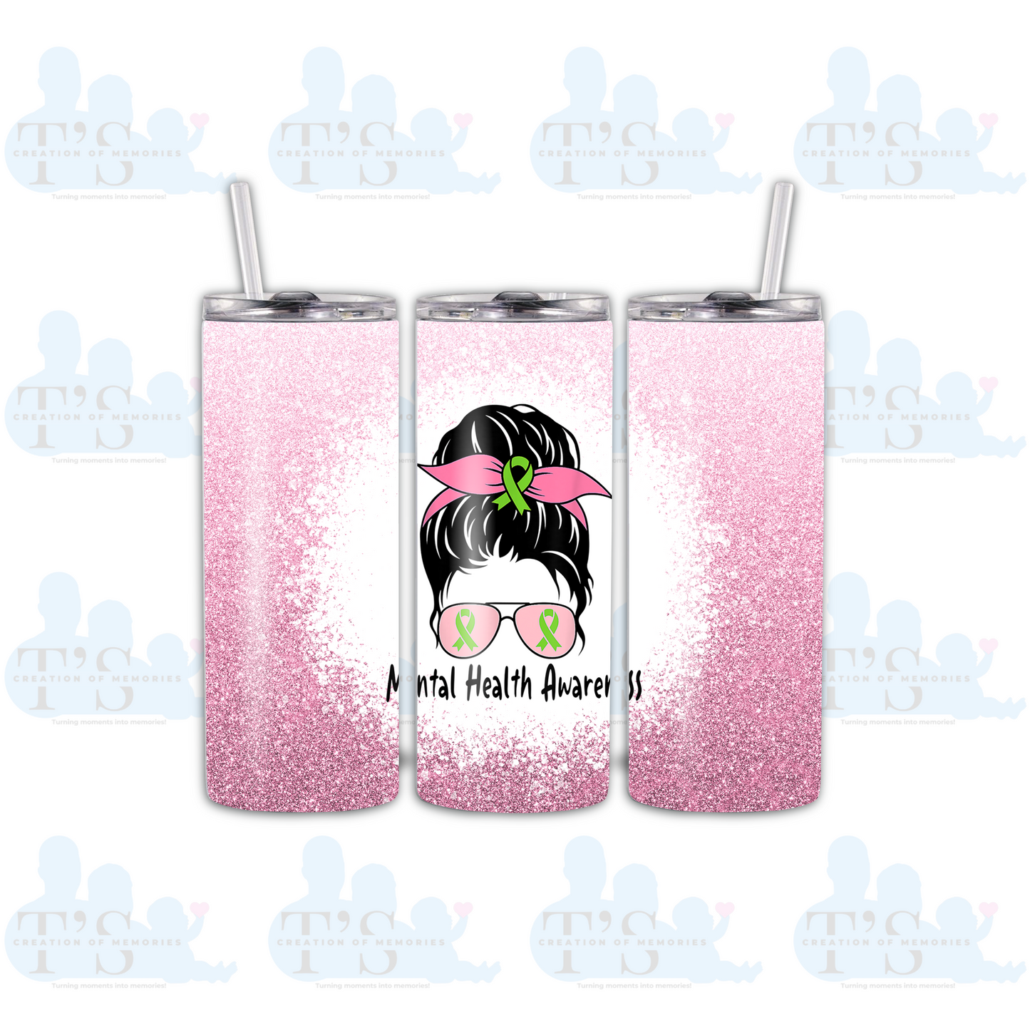 Skinny Tumbler "Mental Health Matters - Pink Design"