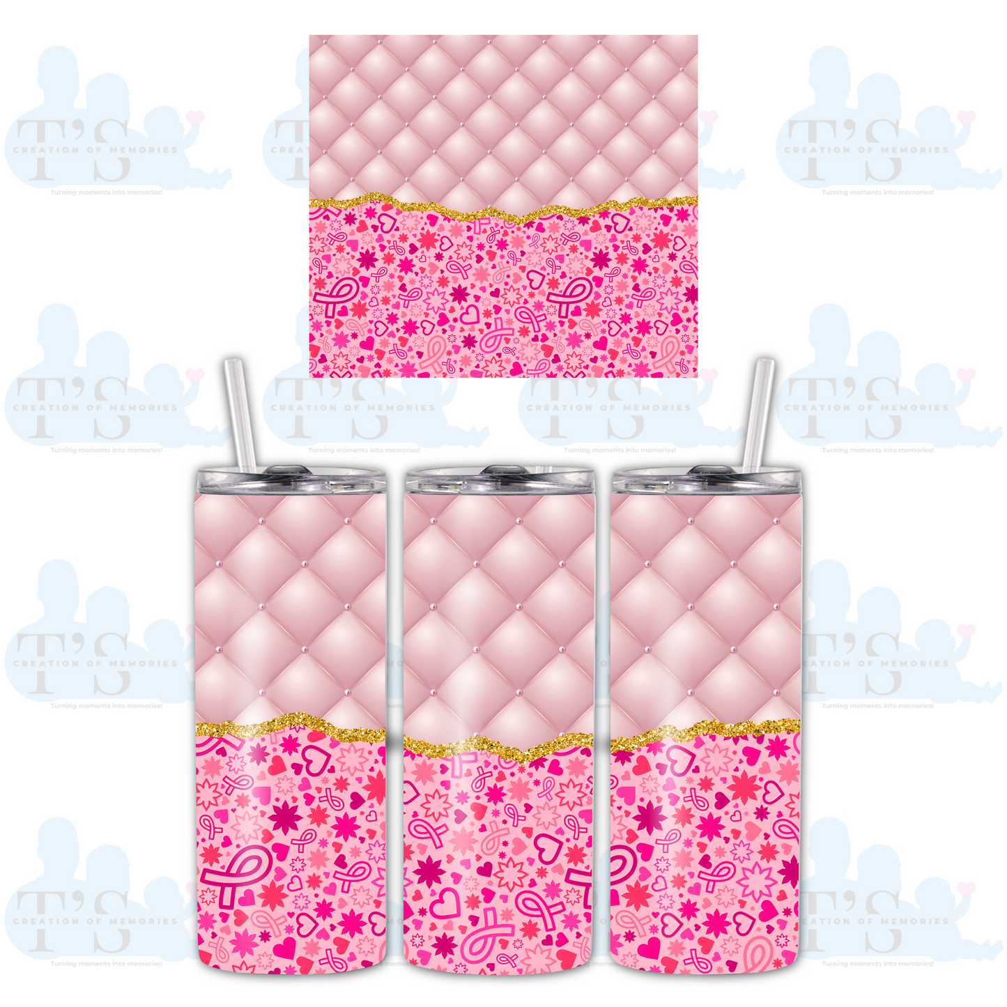 Skinny Tumbler  - Pink Glitter 3D