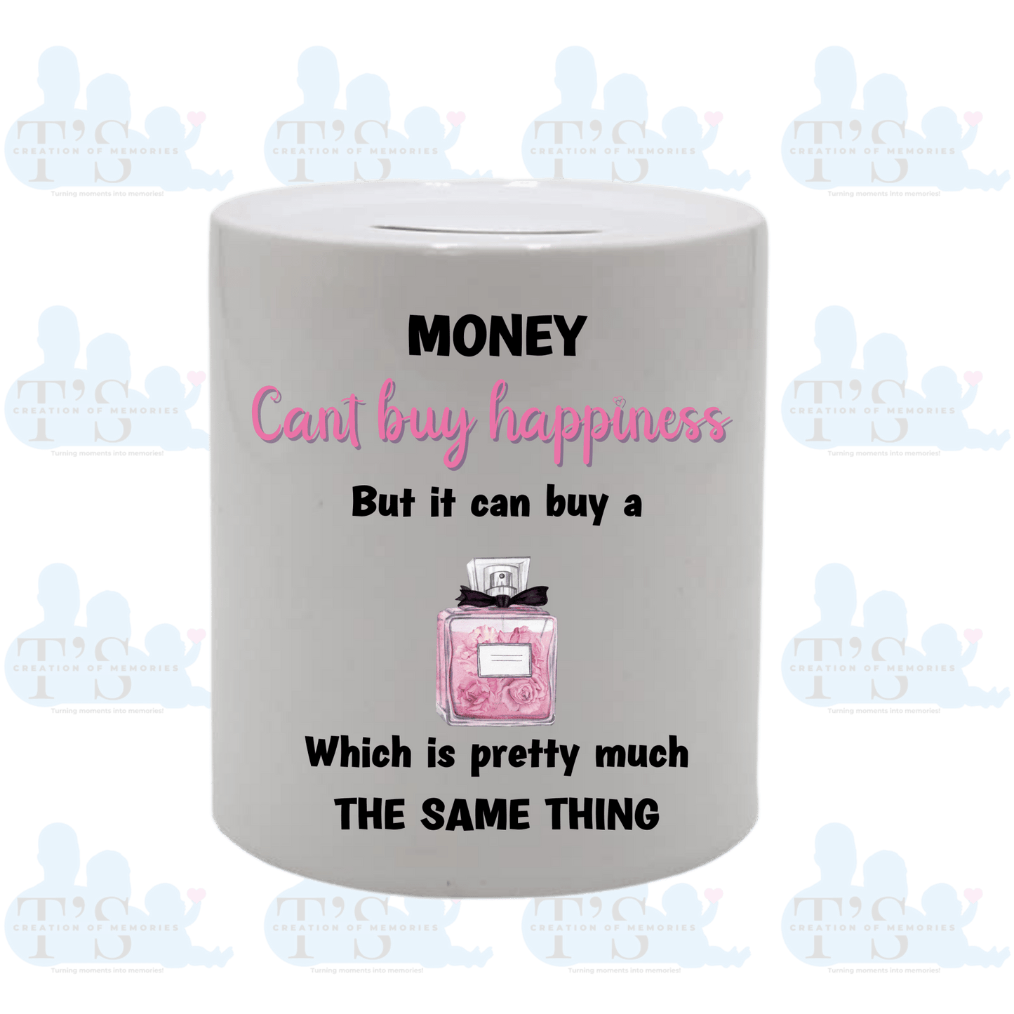 Ceramic Money Pot - Money Can't Buy Happiness (perfume)