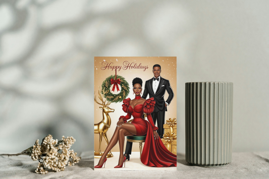 Christmas Greetings Card - 'Happy Holidays Couple'