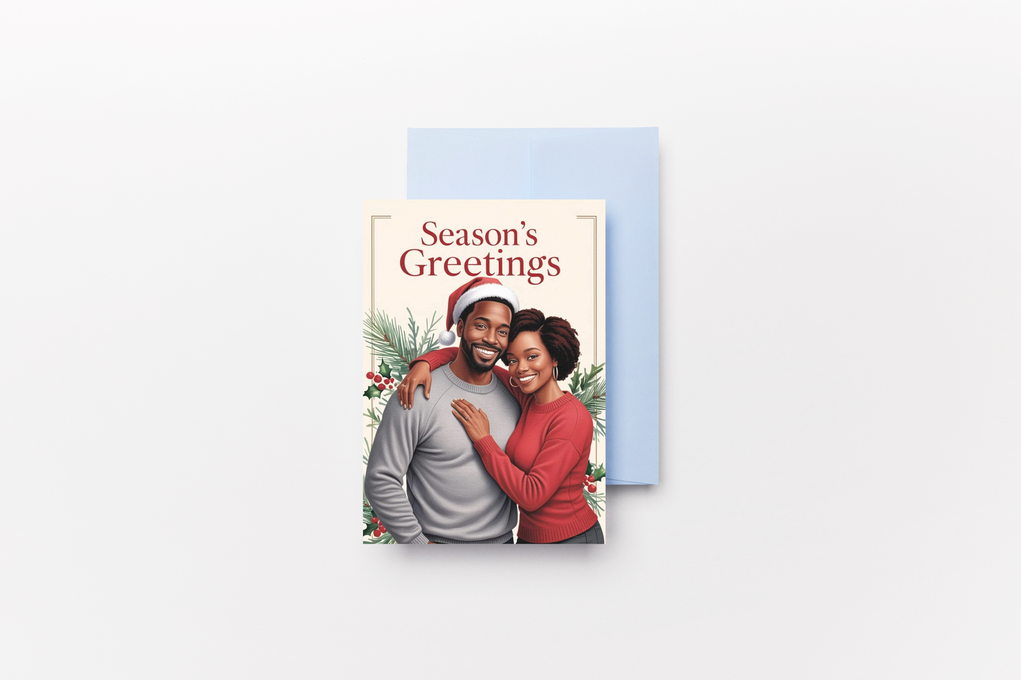 Christmas Greetings Card - 'Seasons Greetings Couple'