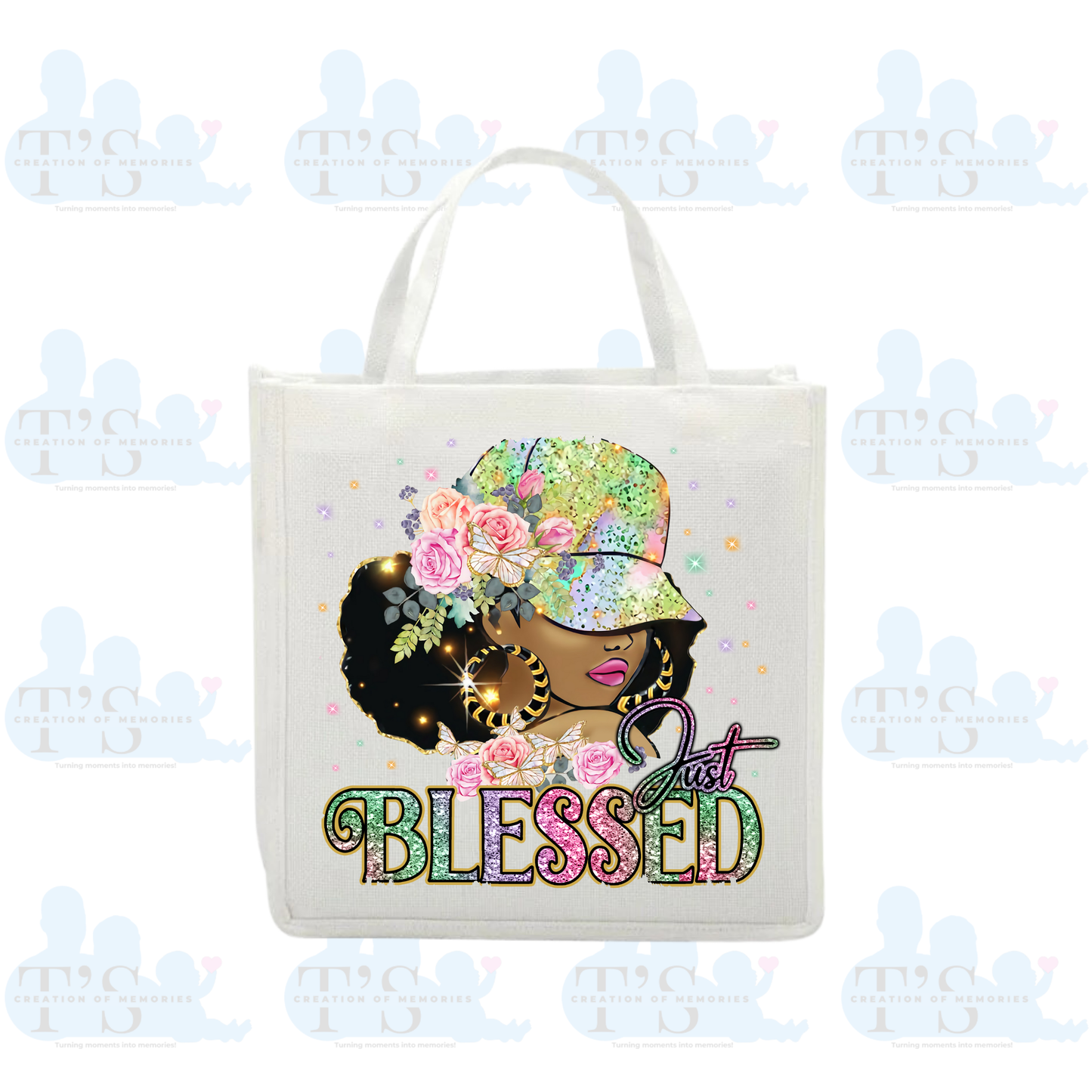 Linen Tote Bag 'Just Blessed'